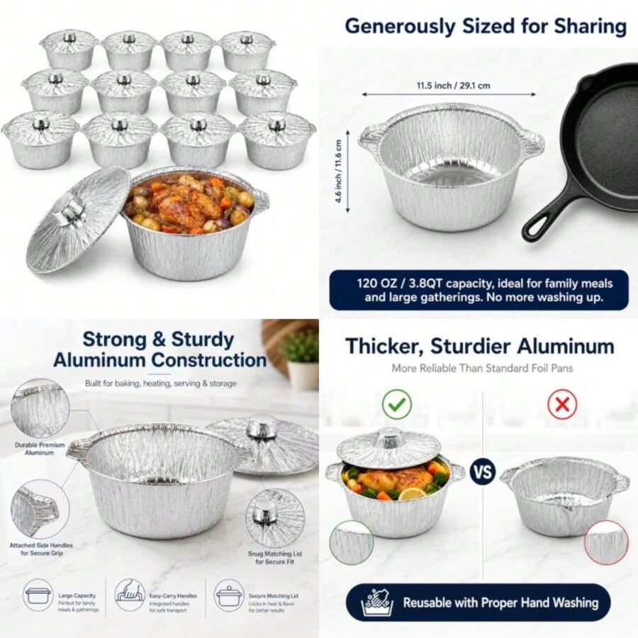 Camping Cooking Pot - Pacote com 12 panelas descartáveis com