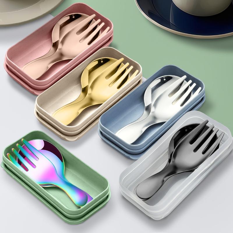 Camping Cooking And Eating Set - Colher portátil de aço inoxidável, garfo,