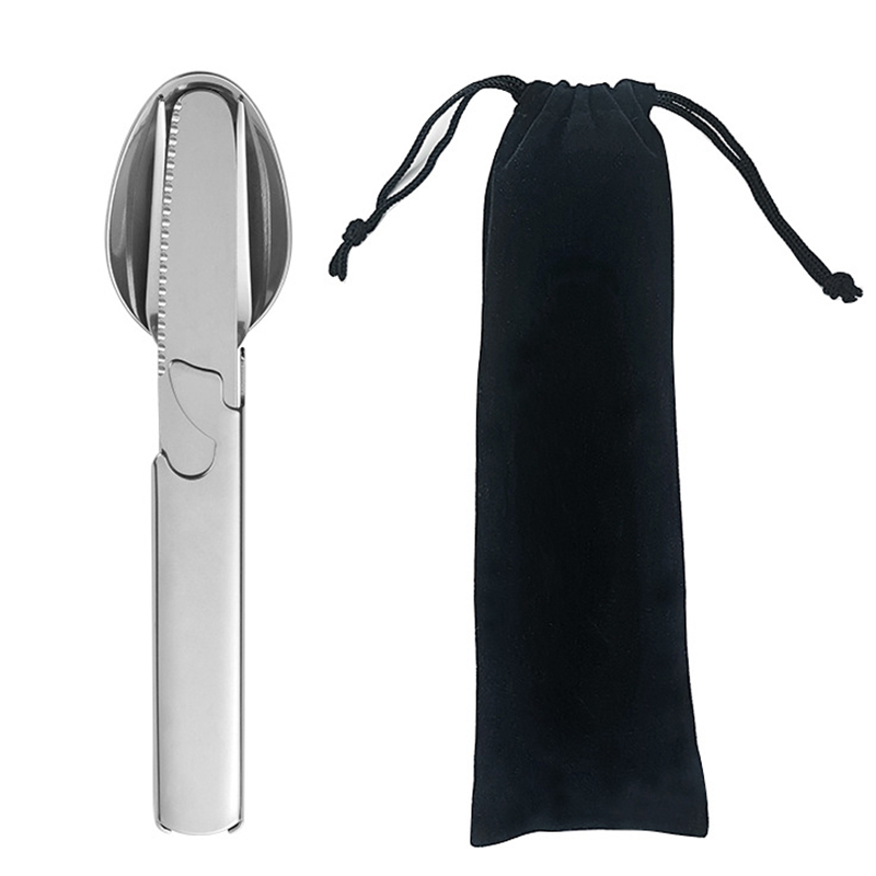 Camping Cooking And Eating Set - 4 pçs/set portátil de aço inoxidável