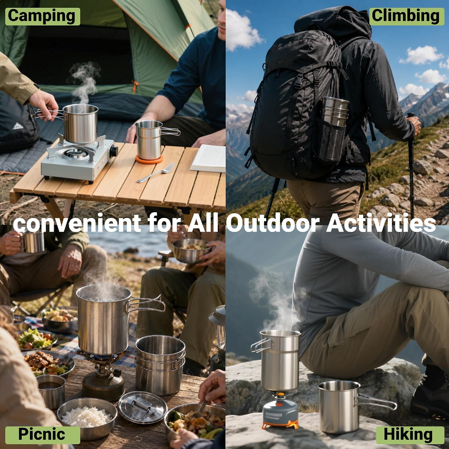Canecas Dobráveis para Camping - Camping Cooking Sets avaliação e preço