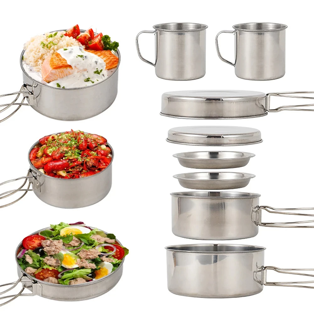 8 pçs/set panelas de acampamen - Camping Cooking Hob avaliação e preço